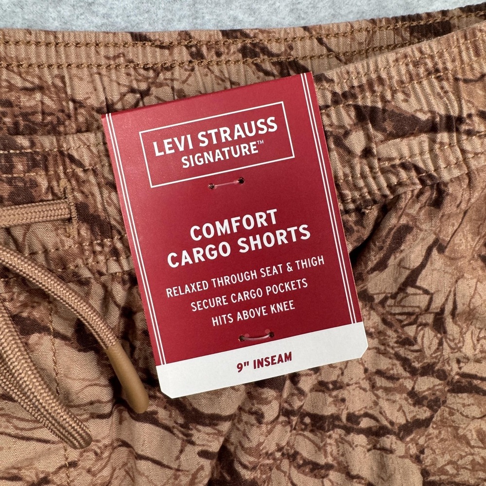 Levi Strauss Signature Cargo Shorts Mens Small Brown Camo Print 9in Inseam NEW - Picture 3 of 9